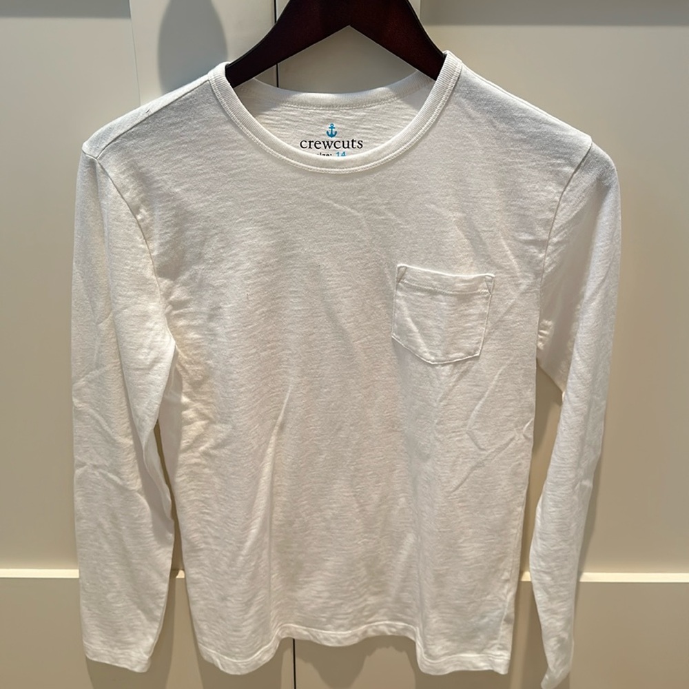 Kids J Crew Crewcuts Ling Sleeved Pocket Tee - Size 14 - White - Never worn!